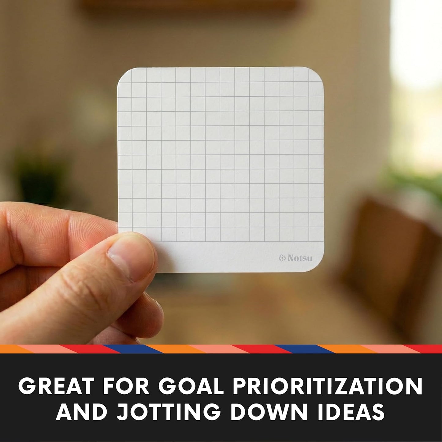 Notsu Graph Grid Sticky Notes 4pk | Premium Thick Paper 120g | Graphing Memo Pads with Date, 3" x 3"