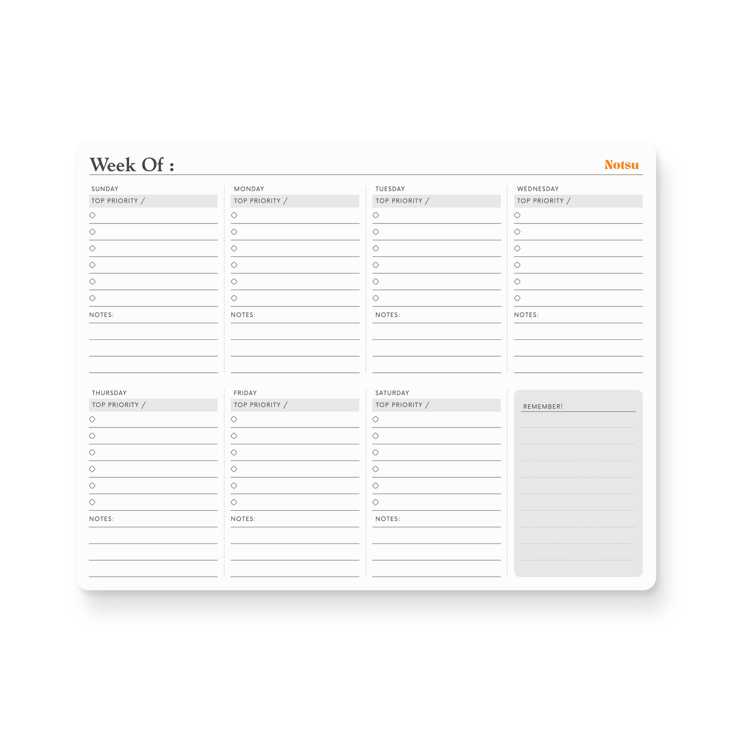 Weekly Planning Pad (50 Pages)